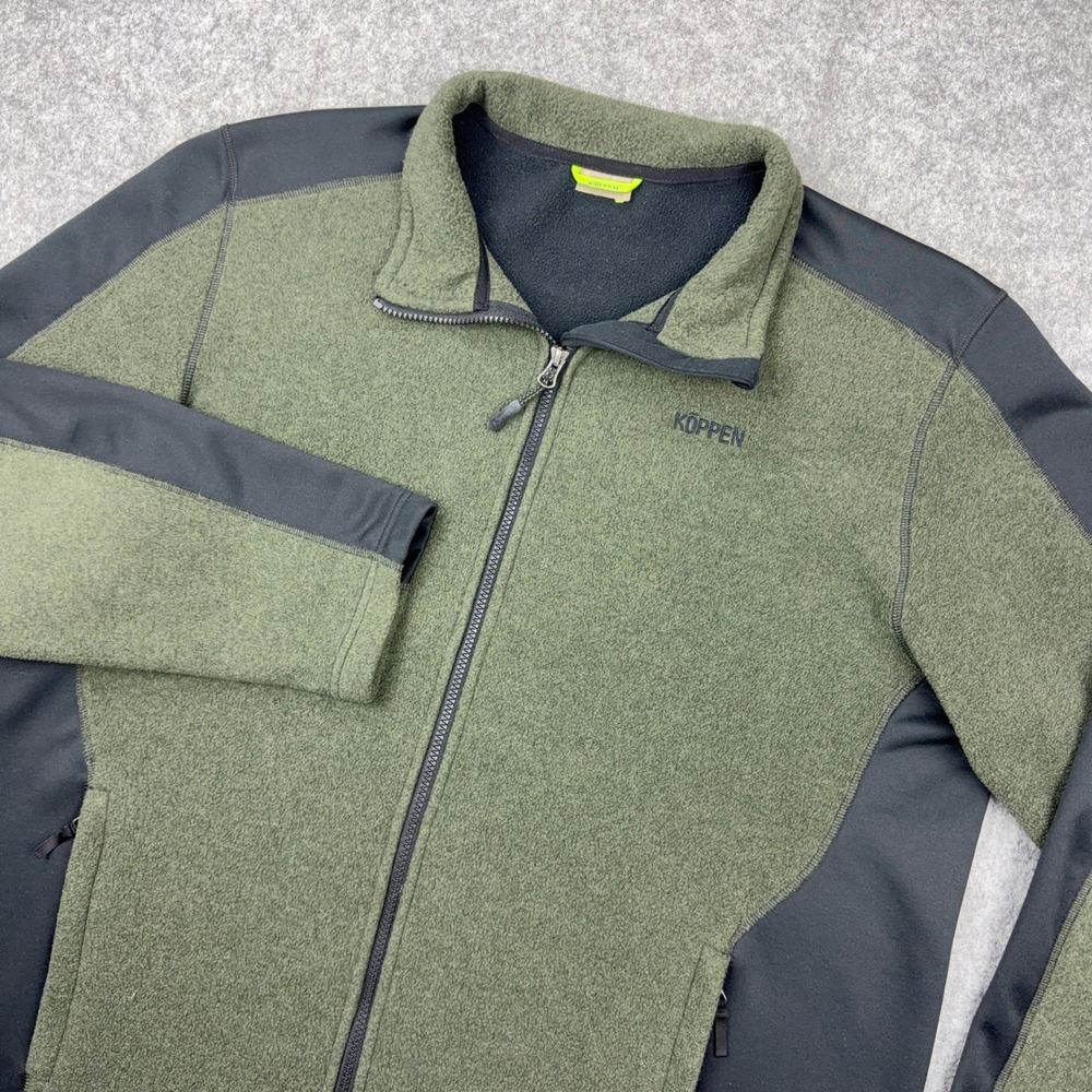 Koppen Fleece Jacket Mens XL Green Full Zip Softshell Hybrid Hiking Outdoor